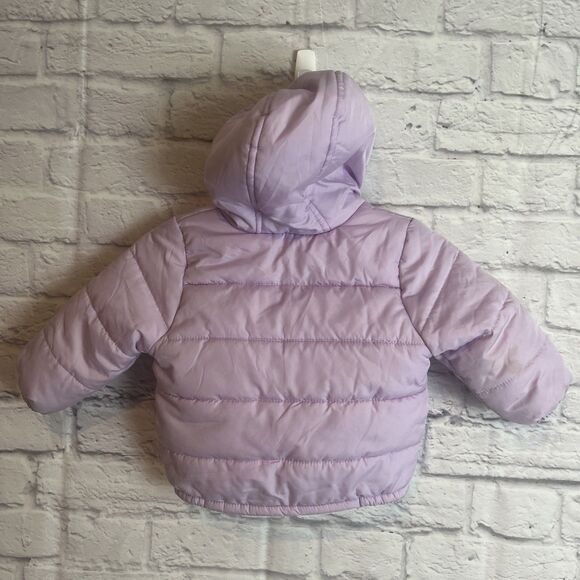 London Fog Little Girls Lavender Hooded Winter Play Cozy Puffer Coat 24M - Picture 6 of 7
